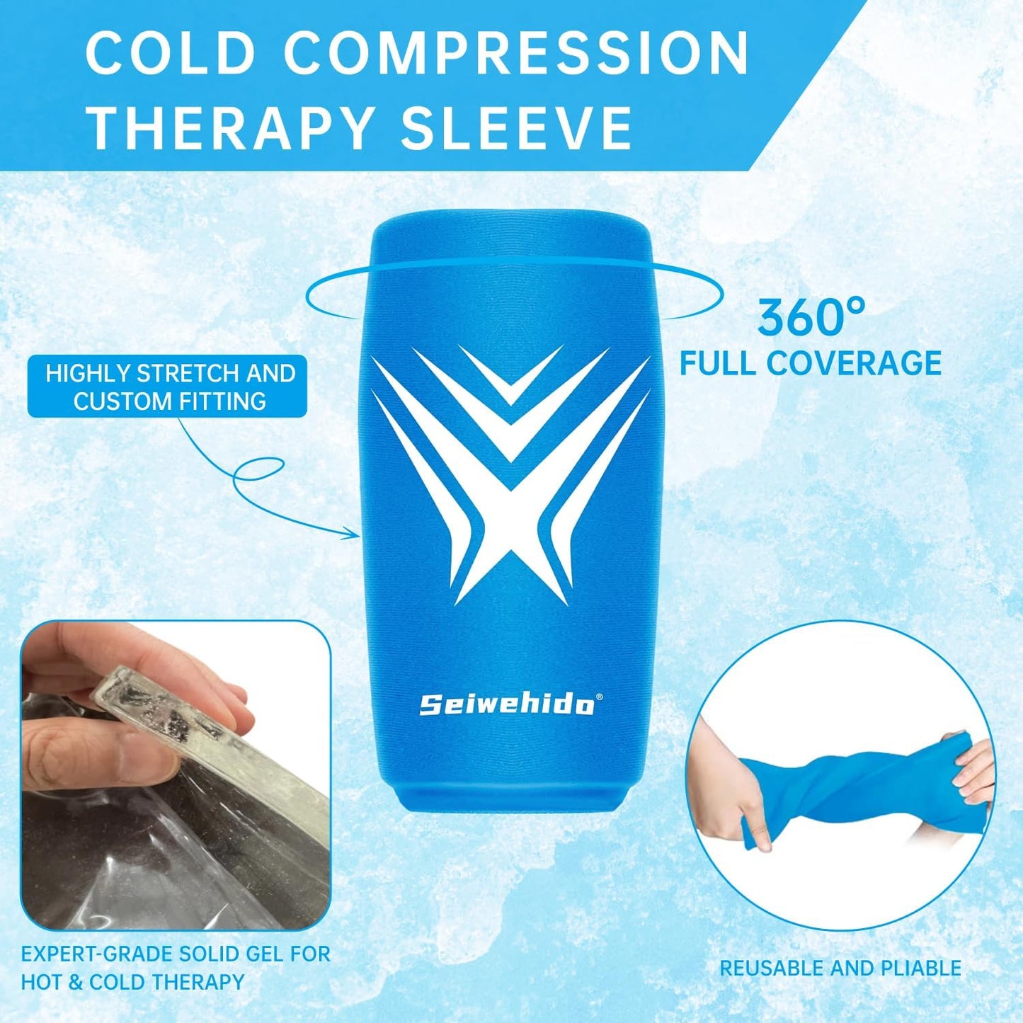 Extended Leg Knee Ice Pack Wrap for Injuries Compression, Reusable Gift Soft Gel Freeze Knees Brace for Swelling, Replacement Surgery, Cold Compress Therapy for Arthritis, Meniscus Tear and ACL