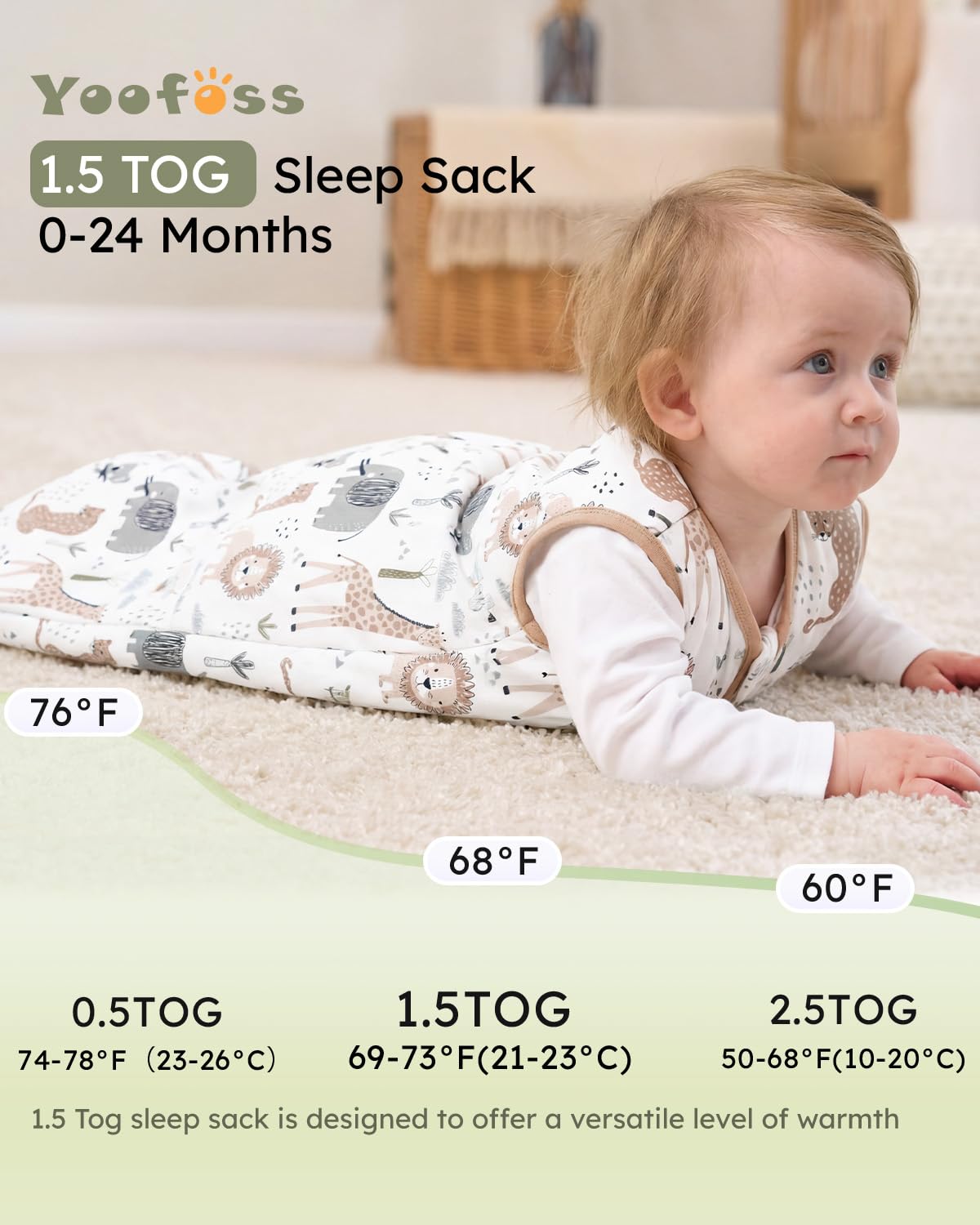 Yoofoss Baby Sleep Sack Baby Wearable Blanket 100% Cotton 2-Way Zipper Toddler Sleeping Sack