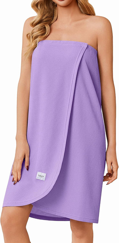 Ekouaer Waffle Robes Towel Wrap for Women Bath Wrap Lightweight Spa Robe