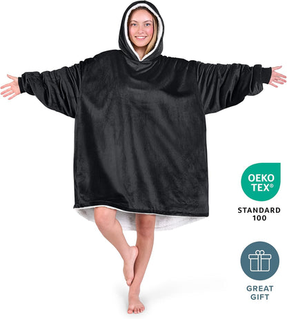 Bare Home Wearable Blanket Hoodie - Soft Plush Sherpa - Warm and Cozy - Oversized Wearable Blanket