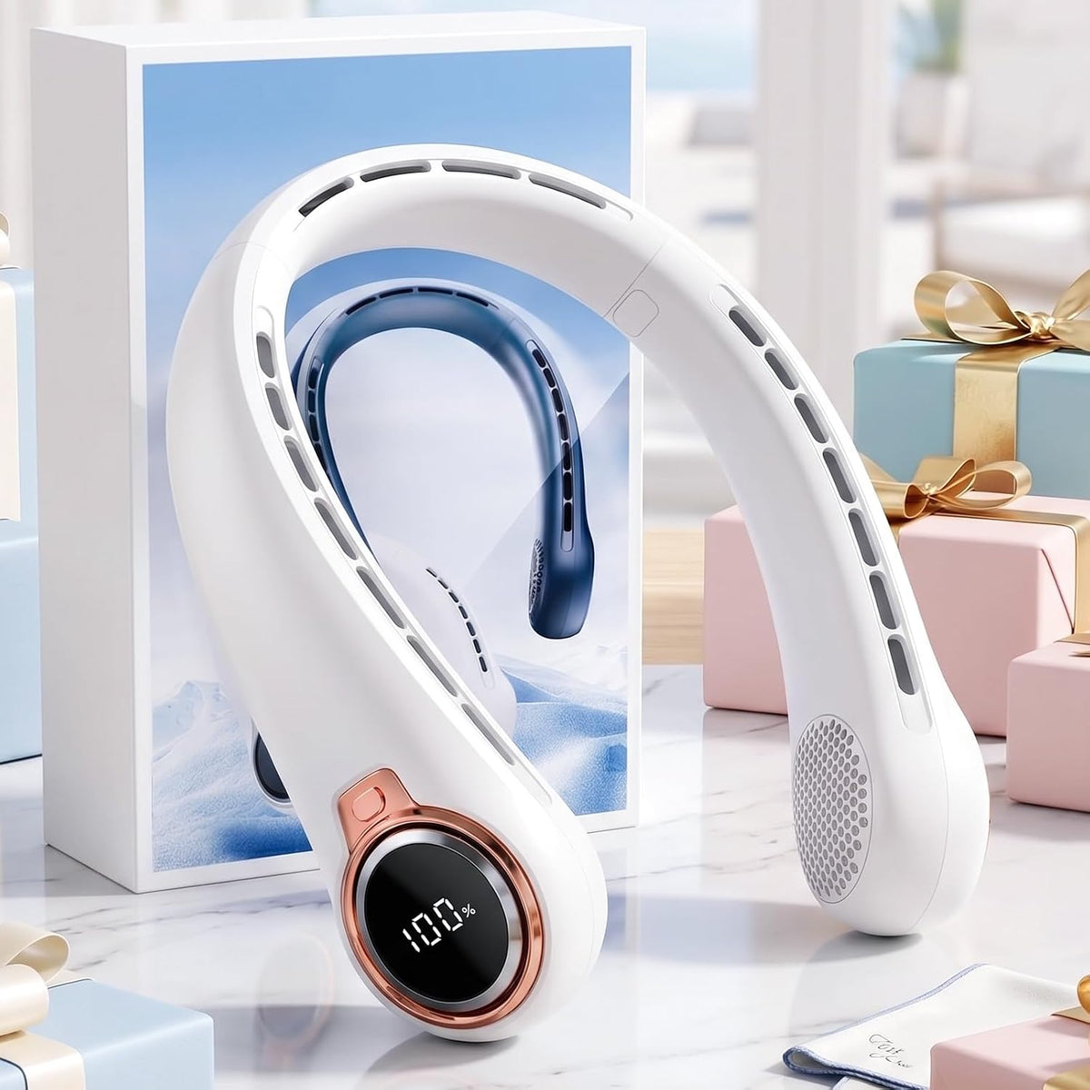 𝟐𝟎𝟐𝟔 𝐔𝐩𝐠𝐫𝐚𝐝𝐞 BNBZ Portable Neck Fan,6000mAh Rechargeable Wearable Fan with LED Display,4 Speeds,Up to 15H Runtime,Quiet 360° Airflow Hands-Free Personal Fan for Travel,Work,Gym &Outdoor Use