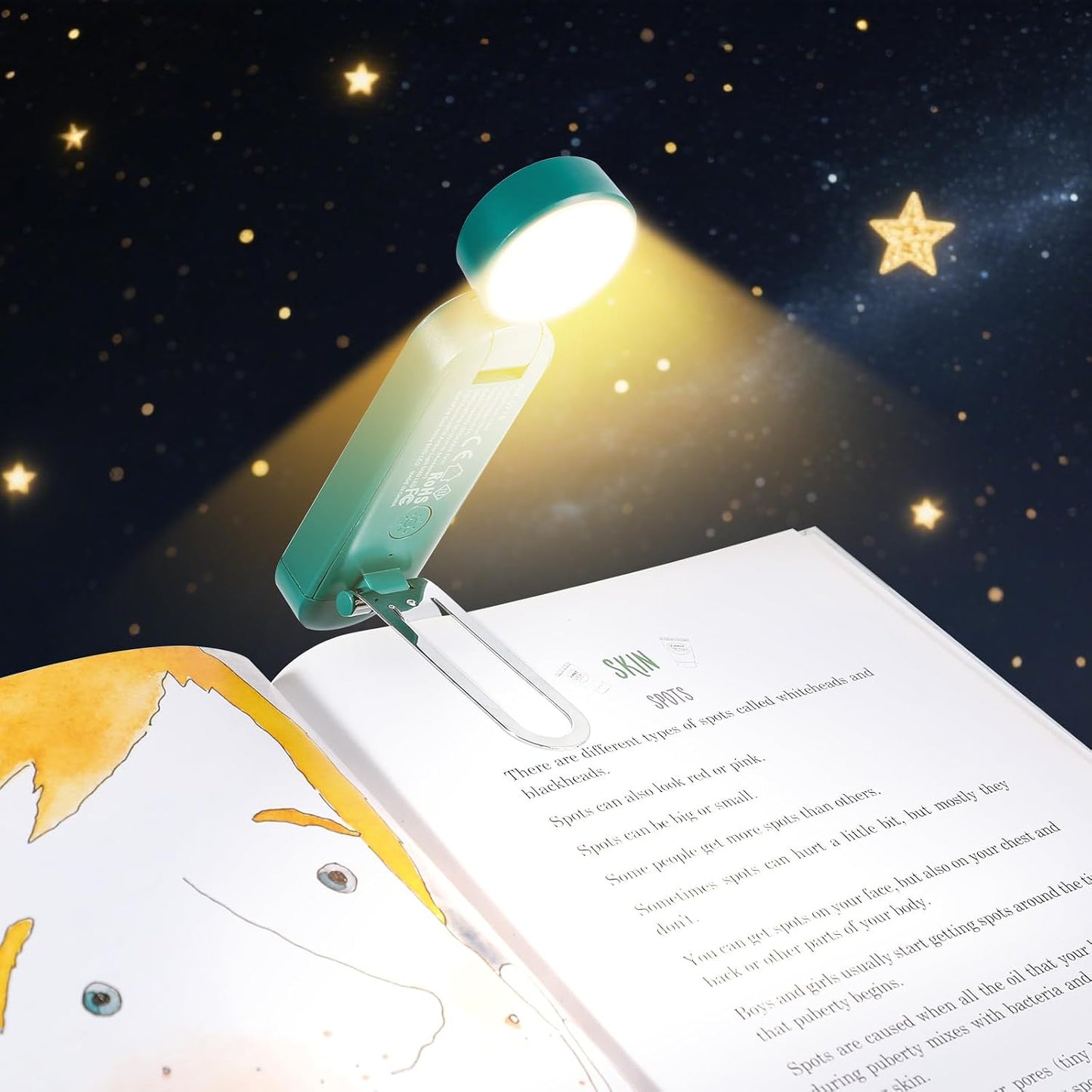 VAVOFO USB Rechargeable Book Light, Blue Light Blocking, Amber Clip-On Bookmark Shaped Reading Light, Eye Care 6 LEDs With 9 Lighting Modes for Bookworms (Grey)