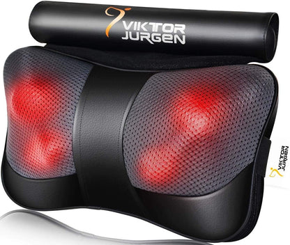 VIKTOR JURGEN Shiatsu Back Massager with Heat – Deep Tissue Massage for Neck, Shoulder, Back Pain Relief, Electric Kneading 3D Massage Pillow, Christmas for Men Women Dad Wife Mom Gifts (NOT Cordless)
