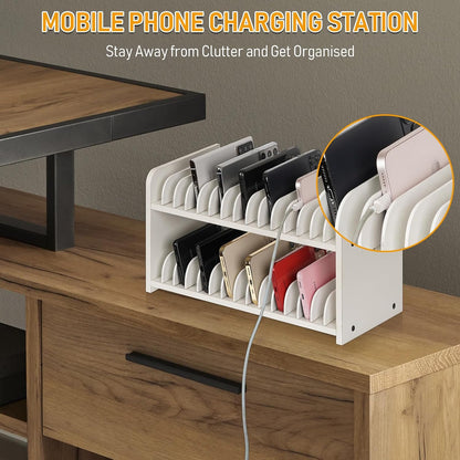 30-Grid Wooden Cell Phone Holder stand with 1-30 Number Stickers, Black