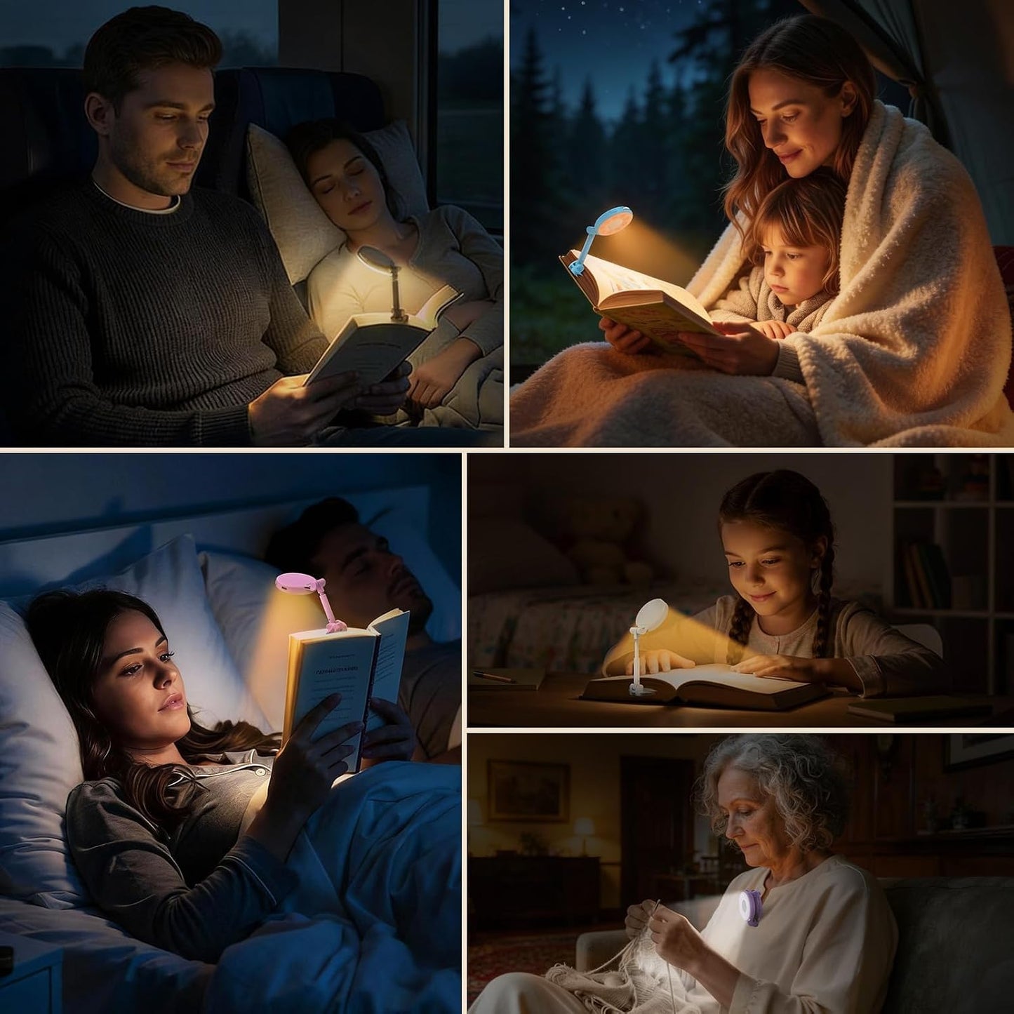 18 LED Rechargeable Clip On Book Light | 3 Color Temperatures, Stepless Dimming, Timer & Memory Function, Wide Beam Lighting, Bed Reading and Travel Use