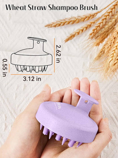 HEETA Hair Scalp Massager for Hair Growth, Shampoo Brush, Scalp Scrubber Exfoliator with Soft Silicone Bristles for Dandruff Removal to Relieve Stress, Wet Dry Use Updated Material, Beige