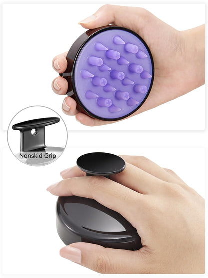 HEETA Hair Scalp Massager for Hair Growth, Shampoo Brush, Scalp Scrubber Exfoliator with Soft Silicone Bristles for Dandruff Removal to Relieve Stress, Wet Dry Use Updated Material, Beige