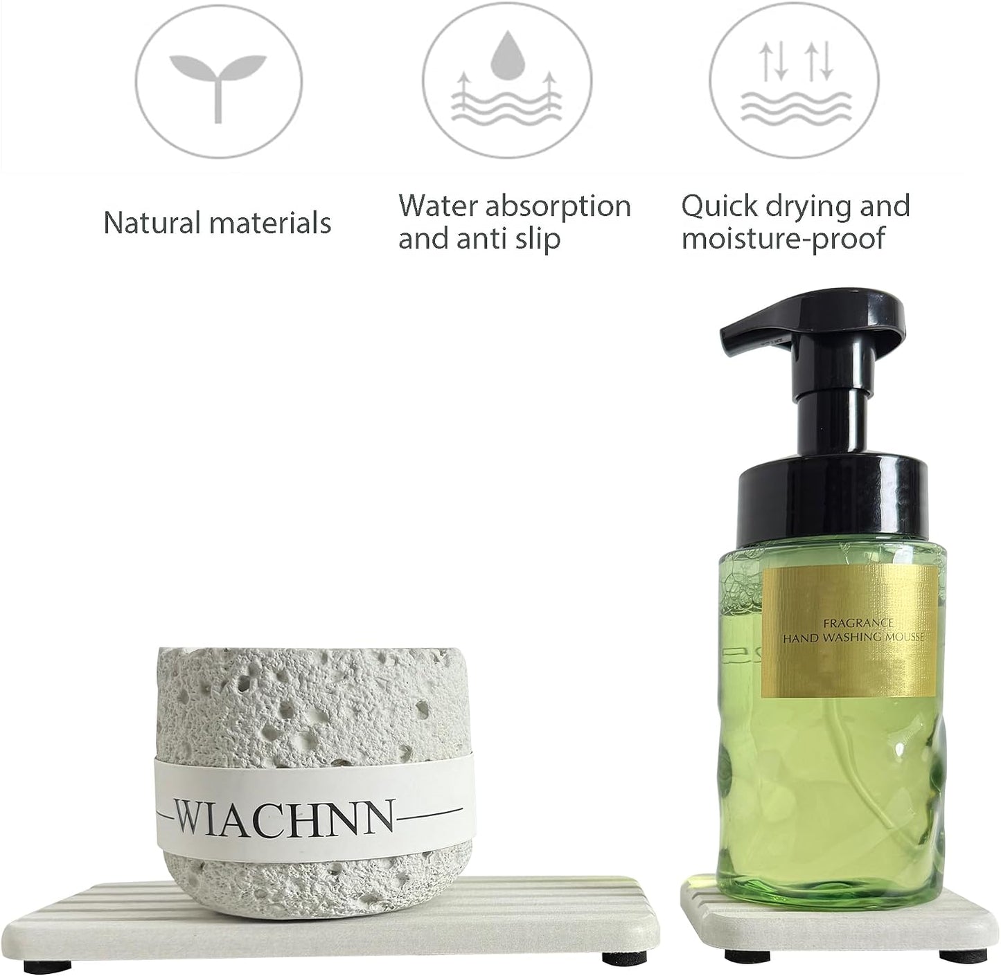 NiuYichee Set of 4 Water Absorbent Diatomite Coasters, Diatomaceous Earth Kitchen Soap Dish, Bathroom Trays, Water Absorbing Stone Used for Hand Soaps & Plants & Toiletries in The Modern Home