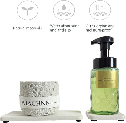 NiuYichee Set of 4 Water Absorbent Diatomite Coasters, Diatomaceous Earth Kitchen Soap Dish, Bathroom Trays, Water Absorbing Stone Used for Hand Soaps & Plants & Toiletries in The Modern Home