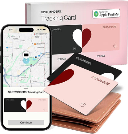 SPOTMINDERS Apple MFi Certified Wallet Tracker PRO Works with Apple Find My IP68 Rechargeable Tracking Card for Wallet Luggage Passport 0.07in Slim Credit Card Design Item Finder