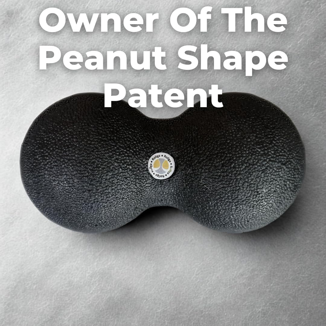 Rollga Peanut - The Better Peanut Ball Roller for Deep Tissue Massage, Mobility, Physical Therapy, Double Lacrosse Ball Massage, Back Pain, Myofascial Release, Muscle Knots, Suboccipital, & Acupoint