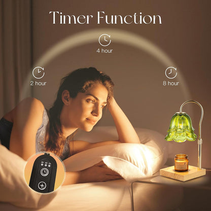 Candeldo Candle Warmer Lamp with Timer: Flower Gold Candle Lamps Height Adjustable Wax Melt House Warming Gifts New Home Decor Mothers Day Birthday Gift for Women Mom