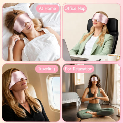 Cotton Sleep Eye Mask for Men Women, 100% Blocking Light Sleeping Mask for Side Sleeper, Soft Zero Pressure Cooling Blackout Eye Masks for Sleep, Eye Covers for Sleeping fits All Heads Adjustable