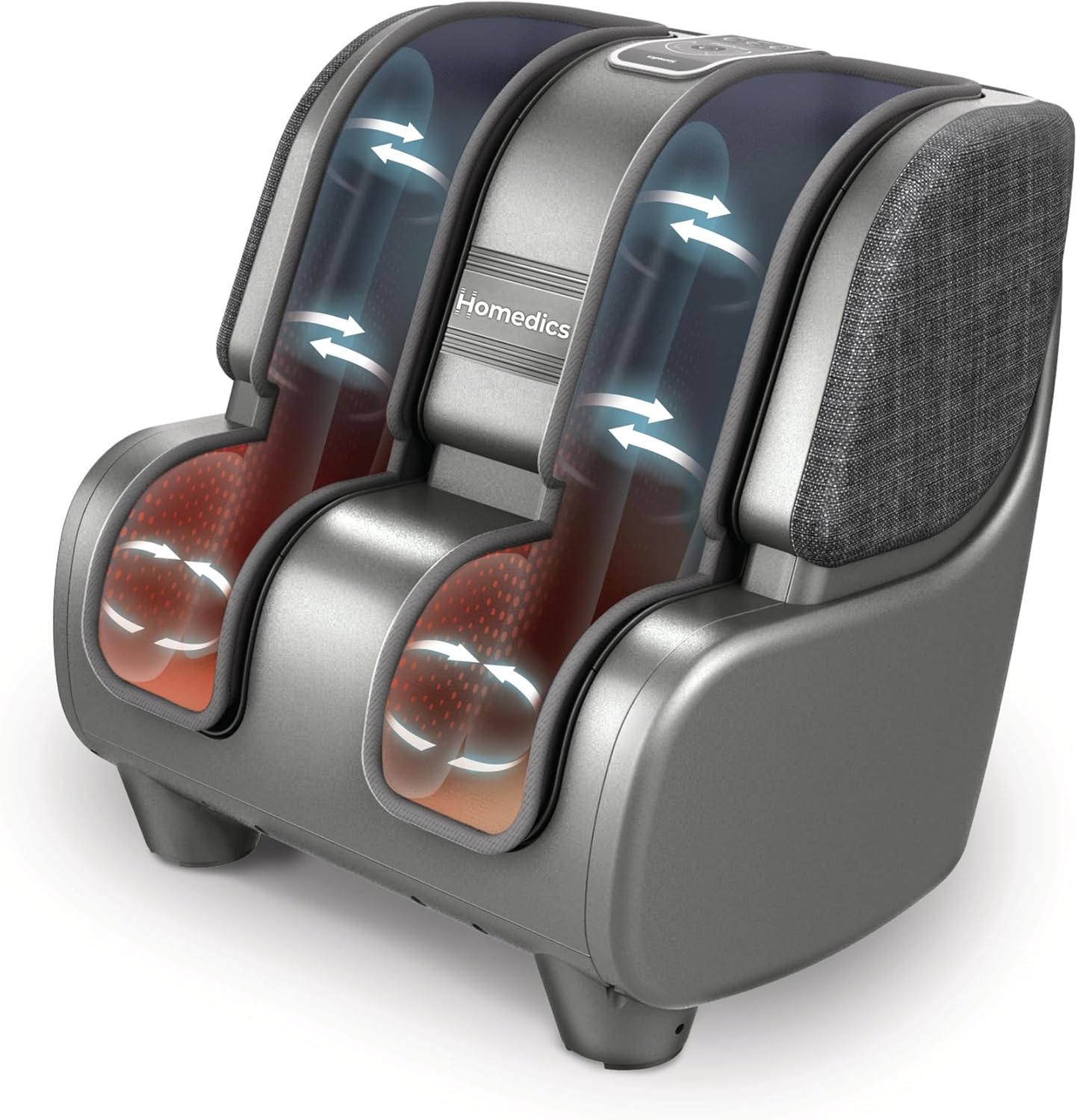 Homedics Deluxe Foot Massager & Calf Massager, Rolling & Compression Massage, Adjustable Tilt, Washable Liners, 4 Programs, 3 Intensity for Muscle Relief and Post-Workout Recovery