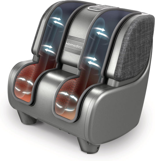 Homedics Deluxe Foot Massager & Calf Massager, Rolling & Compression Massage, Adjustable Tilt, Washable Liners, 4 Programs, 3 Intensity for Muscle Relief and Post-Workout Recovery