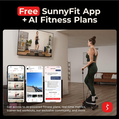 Sunny Health & Fitness Twist Steppers with Resistance Bands, Compact Mini Stair Step Machines for Low-Impact Home Cardio Workouts