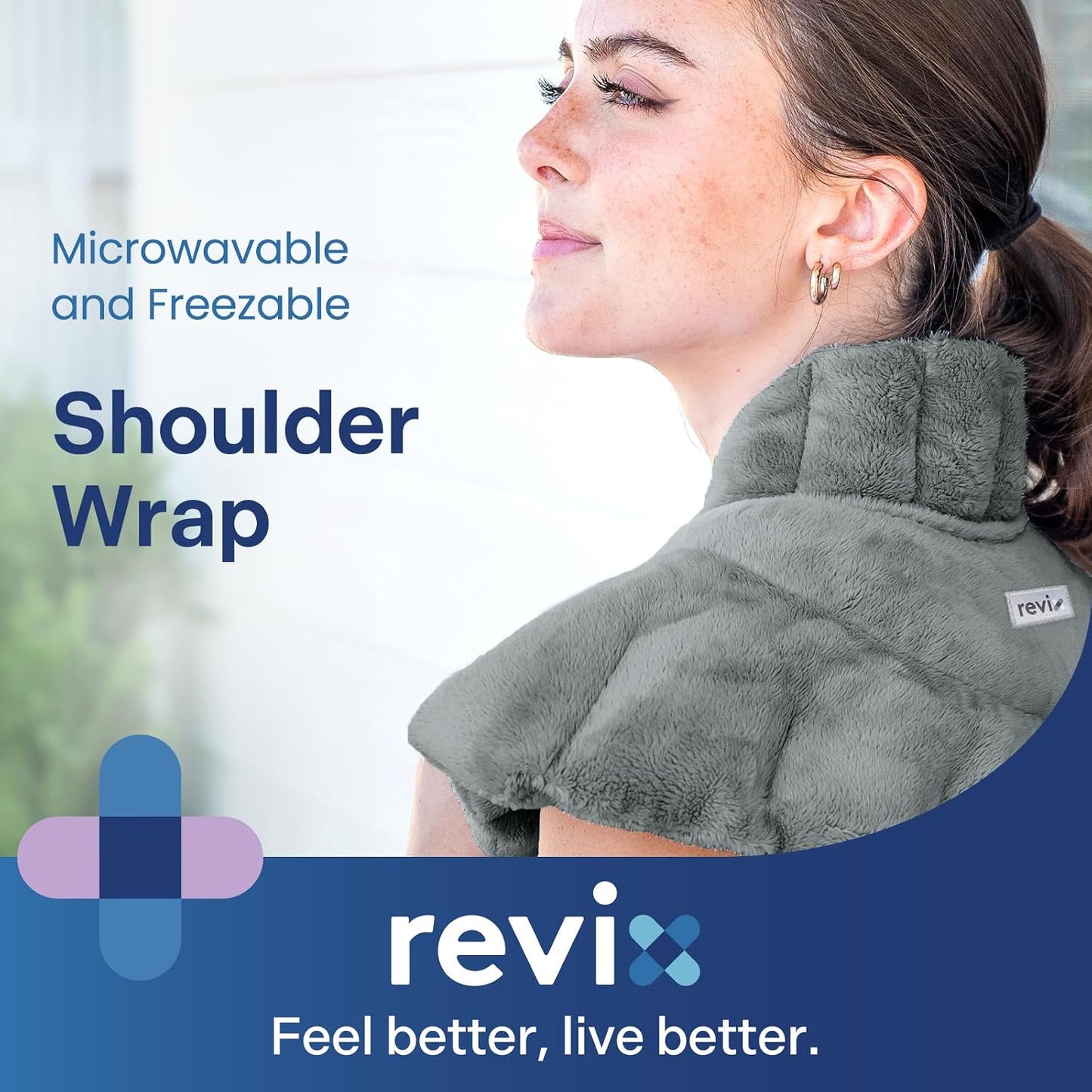 REVIX Microwave Heating Pad for Neck Shoulders and Back with Moist Heat, Weighted Microwavable Heated Neck Wrap Warmer, Scented