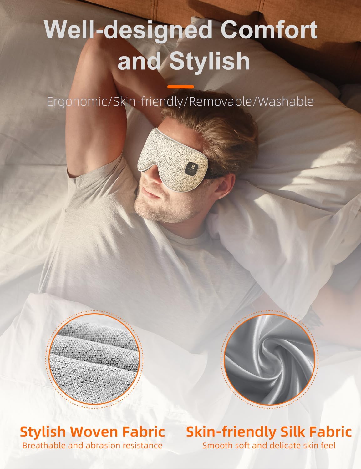 Silk Cordless Heated Eye Mask, Compress Heating Pad for Dry Eye Stye Eye Strain, Electric Warm Eye Mask for Airplane Sleeping, Blackout Eye Mask for Travel, Idea for Women/Men (Silk-Grey)