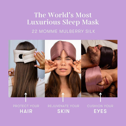 DROWSY Silk Sleep Mask - Face-Hugging, Padded Cocoon for Luxury Sleep in Total Darkness - 100% Pure Mulberry Silk (Black Jade)