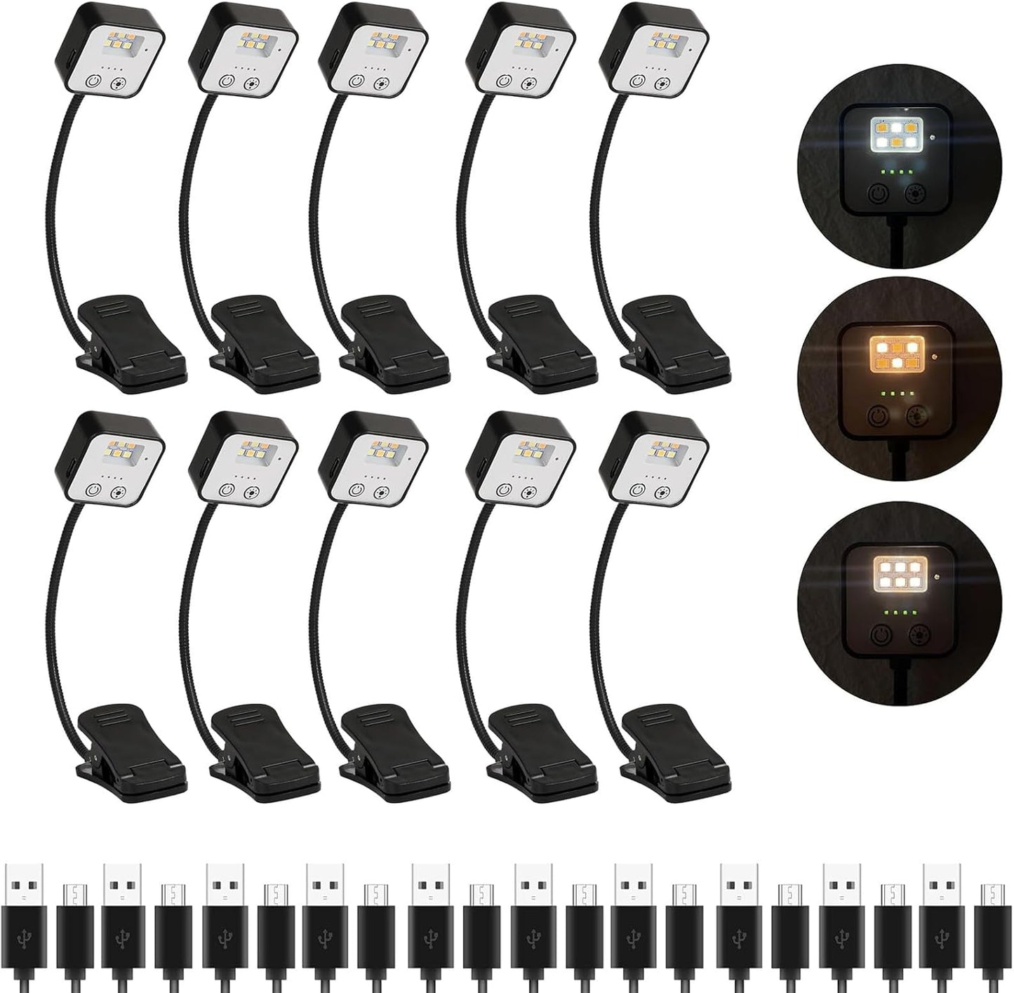 4 Pack Reading Light with 3 Color Temperature, 6 LED Book Clip Lamp for Reading in Bed, Easily Clip on to a Small Mini Lightweight Book Lights for Read Book Lovers