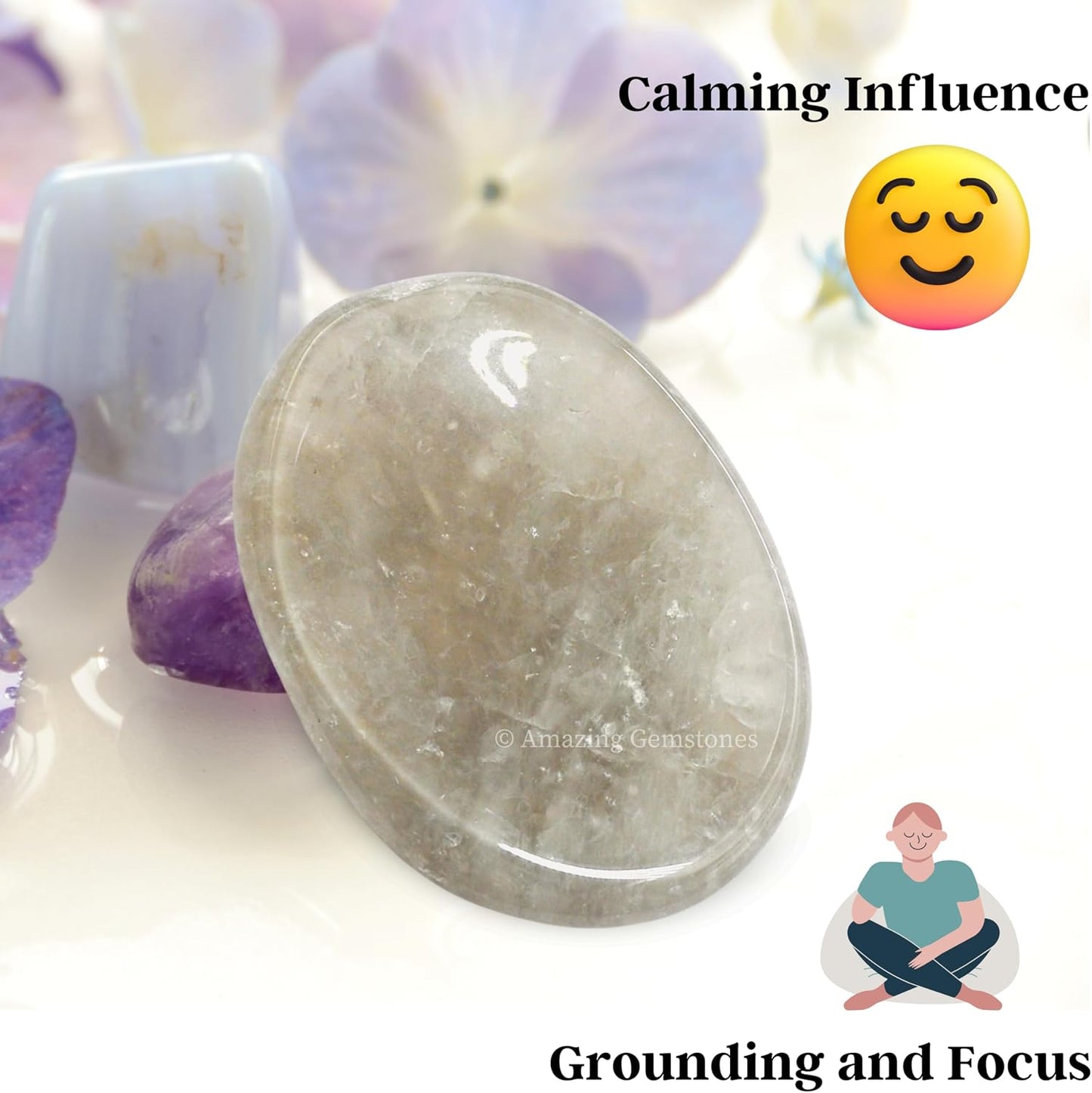 Amazing Gemstone Labradorite Thumb Worry Stone, Anxiety Stone, Healing Crystals - Piedra Crystal Fidget for Gift, Meditation, Calming, Relaxation, Stress Relief - Colors C