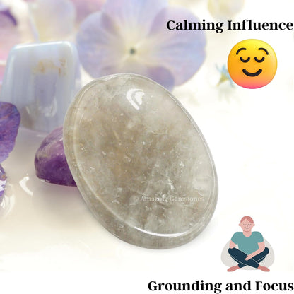Amazing Gemstone Labradorite Thumb Worry Stone, Anxiety Stone, Healing Crystals - Piedra Crystal Fidget for Gift, Meditation, Calming, Relaxation, Stress Relief - Colors C