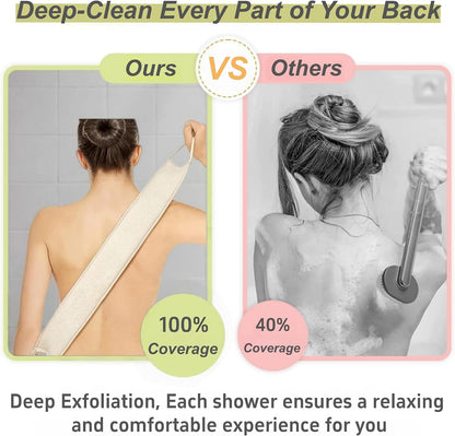 Natural Loofah Exfoliating Body Scrubber, 2-Piece Set, Includes Loofah Back Scrubber + Loofah Sponge, Bath Shower Loofah Scrubber for Men & Women, to Clean Body Deeply, Invigorate Your Skin