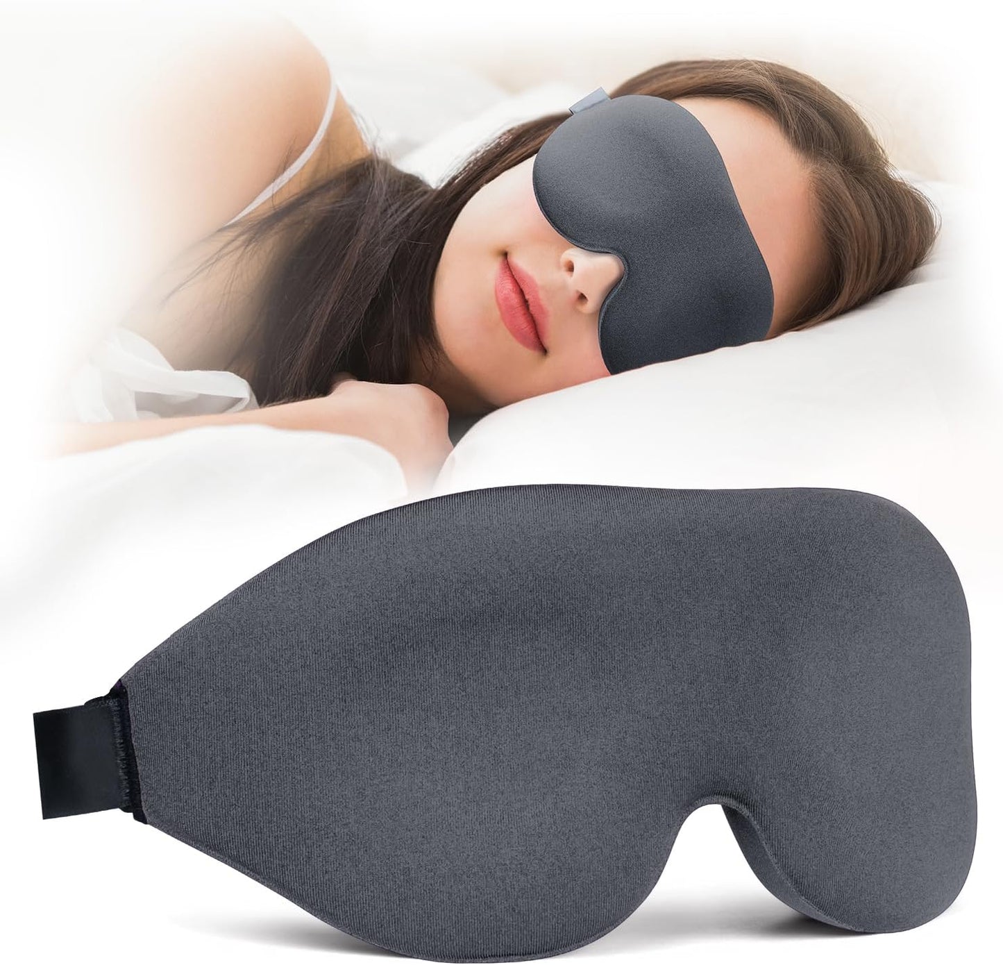 NEWVANGA Sleep Mask for Back and Side Sleeper, Block Out Light, Luxury Sleeping Eye Mask of 3D Night Blindfold, Zero Pressure Breathable Travel Eye Cover Black