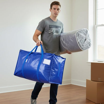 TICONN Extra Large Moving Bags Heavy Duty with Zippers & Carrying Handles, Durable Storage Bags Moving Boxes for Closet Organizers and Storage (Blue)