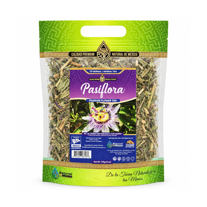 Natural de Mexico Pasiflora - Passion Flower Herbal Tea, Loose Dried Herb for Traditional Infusion, Resealable Pouch 4 oz (113 g)