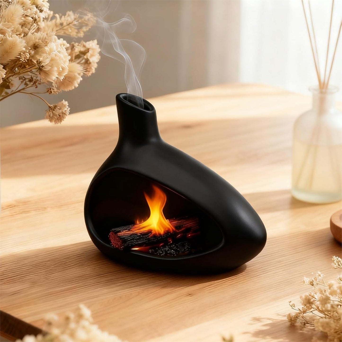 Palo Santo Holder, Ceramic Incense Burner for Sticks Sage Holders Cone Burning Smudge Bowl with Ash Brush for Meditation Yoga Spa Room Decor (White)