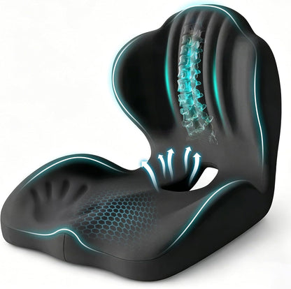 Ergonomic Car Seat Cushion with Lumbar Support, Pressure-Responsive Memory Foam, Enhanced Pelvic Stability for Pressure Relief, Ideal for Long Driving, Office & Home (Gray)