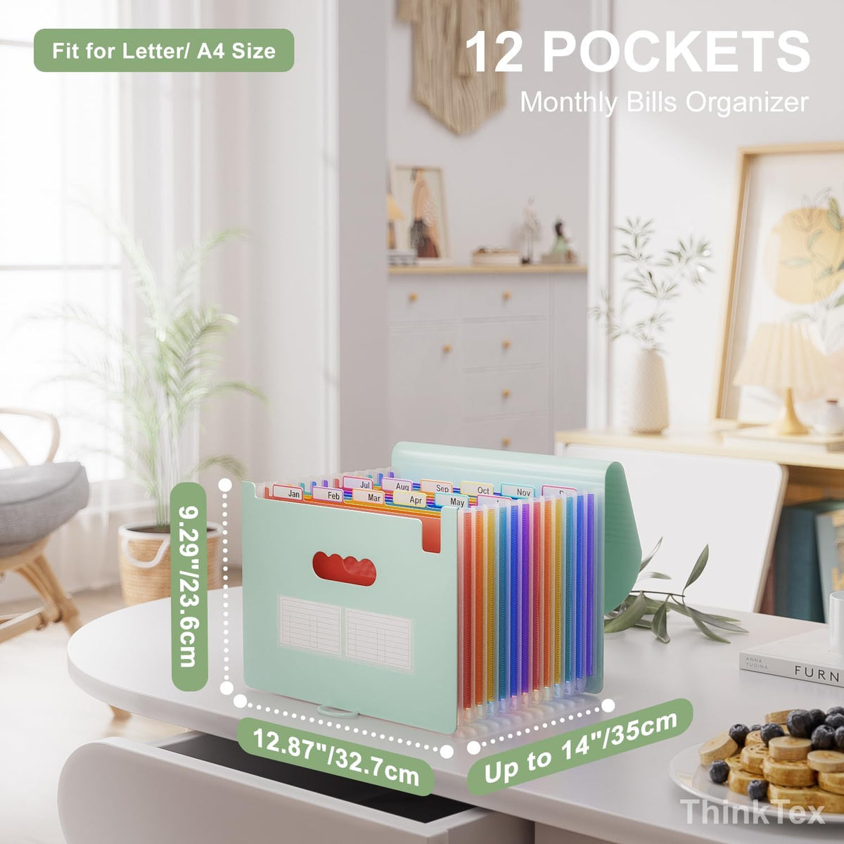 ThinkTex Accordion File Organizer, 12 - Pocket Expanding File Folders