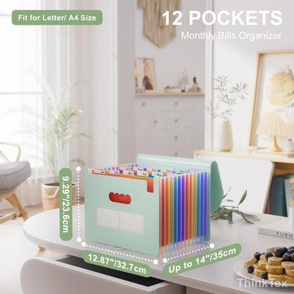 ThinkTex Accordion File Organizer, 12 - Pocket Expanding File Folders