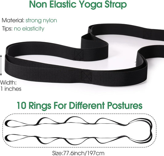 Foilswirl 8 Pack Stretch Strap Bulk Yoga Strap with 10 Loops Stretching