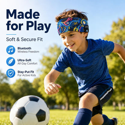 Kids Bluetooth 5.4 Headband Headphones, Adjustable Toddler Sports Headband Earphones with Mic, Soft Wireless Sleep Headphones for Baby Kids Travel Plane School Tablet Workout(Green)