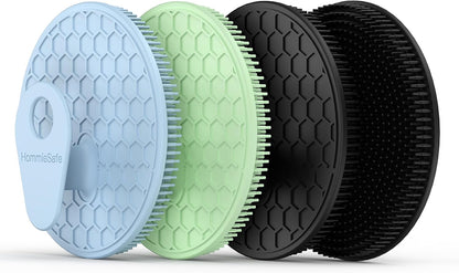 2 Pack Soft Silicone Shower Brush, Body & Face & Short Hair Wash, Bath Exfoliating Skin Massage Scrubber, Dry Skin Brushing Glove Loofah, Fit for Sensitive and All Kinds of Skin (PeonyPink+Green)