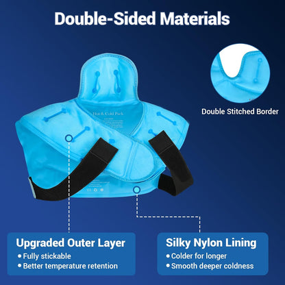 Comfytemp Large Ice Pack for Neck Shoulders Upper Back Pain Relief with Straps, Reusable Gel Ice Wrap Hot Cold Compress Therapy Recovery for Upper Back, Cervical Injuries, Rotator Cuff (Large, Blue)