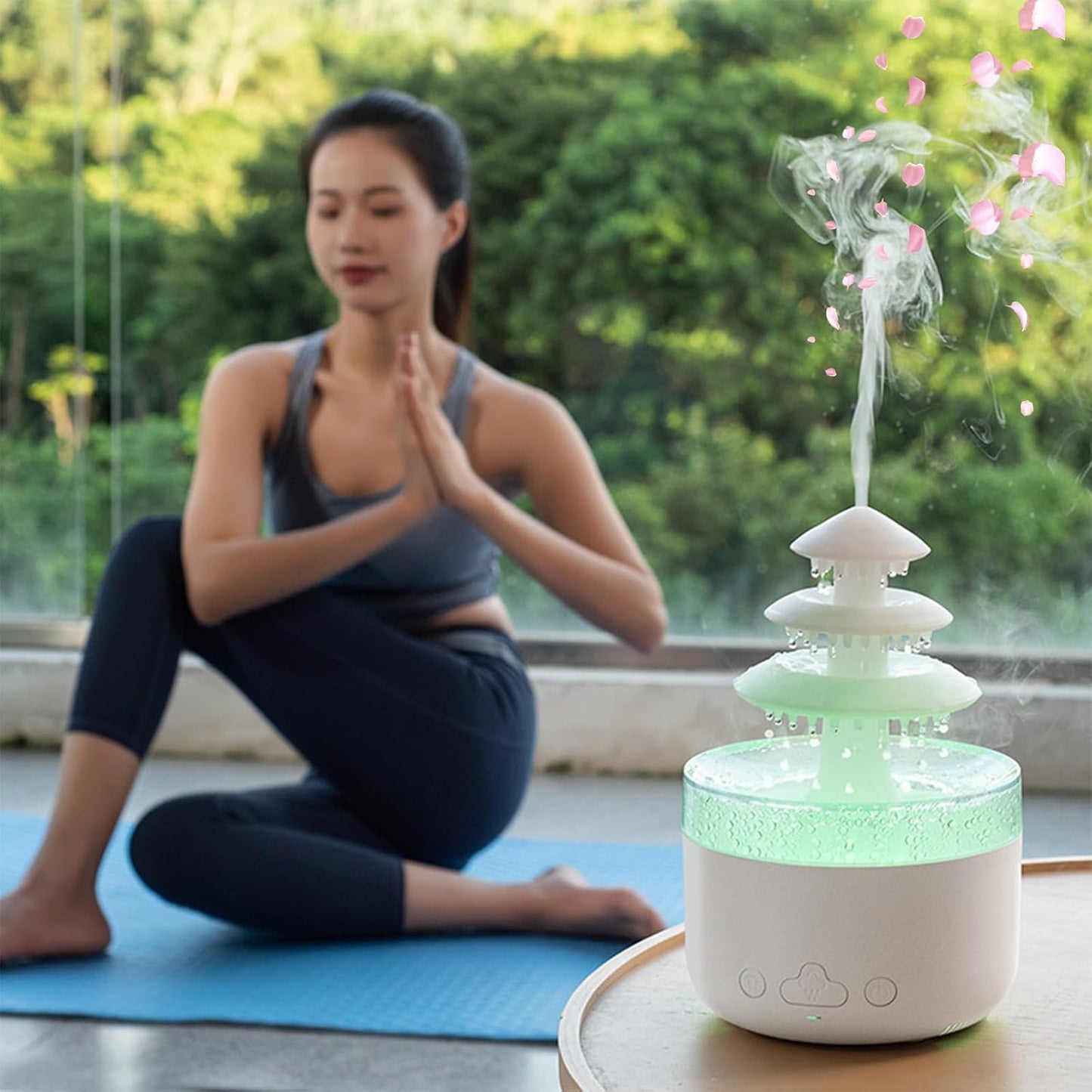 Bedroom Cloud Rain Humidifier, Essential Oil Diffuser with 7-Color LED Mood Light, Bedroom Sleep Aid with White Noise Rain Sound, Auto Shutdown Protection, Suitable for Home/Office/Daycare (White)
