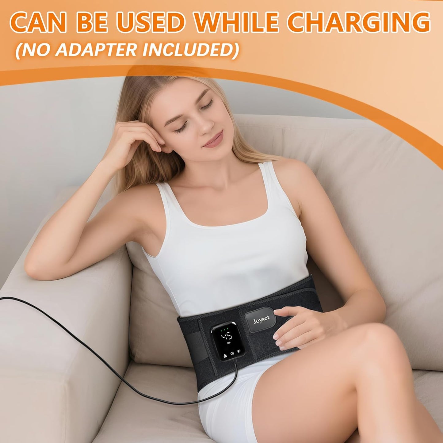 Joyset Cordless Heating Pad for Back, 5 Heat & 5 Vibration | Wearable Lower-Back Warmth with 5000mAh Battery, 47-60 in Fit, Support Stays, LED Controls,Timer Settings,Gifts for Mom Dad
