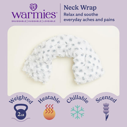 warmies Microwavable Neck & Shoulder Wrap - Weighted Neck Wrap - Microwavable Heat Pack for Shoulders - Chillable Heating Pad with Lavender for Aches & Pain - Marshmallow Gray, 19 x 5 x 3 in, 2 lb