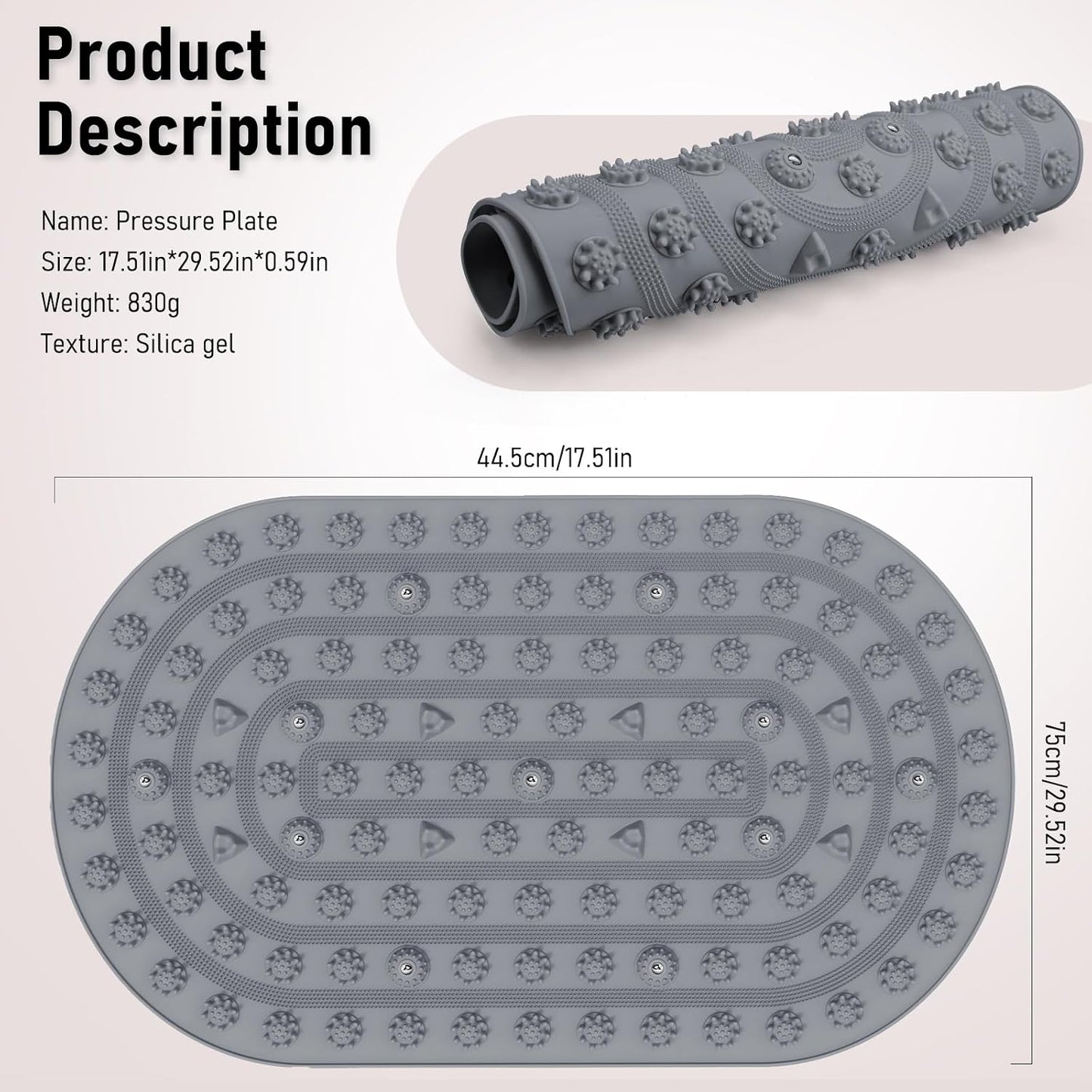 Foot Massage Mat Acupressure Board Large 30*17.7 In, Silicone Jogging Reflexology Mat for Feet Soft & Stiff Feet Magnetic Pressure Point Acupuncture Mat for Yoga Home Office Standing Elderly Pink