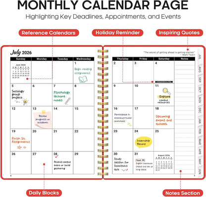 Planner 2026-2027, 8.5" x 11" Weekly and Monthly Academic Year Planner Calendar, July 2026 - June 2027, Hardcover Large School Planning Agenda With Tabs, Perfect for School & Office Supplies, A4, Green