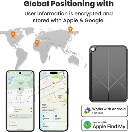 Wallet Tracker Card for iOS & Android - Ultra-Thin Credit Card Size Tracker Card, Works with Apple Find My & Google Find Hub, IP65 Waterproof & Wireless Charging for Wallet/Luggage/Passport