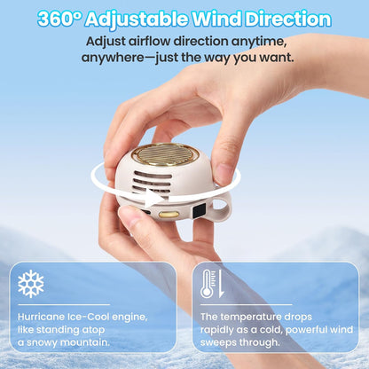 Portable Silent Mini Bladeless Fan Clip On, Adjustable 5 Speeds 360° Rotatable Clip on Fan for Shirt & Waist, USB Rechargeable Small Whirlwind Fans, For Outdoor & Travel & Office (White)