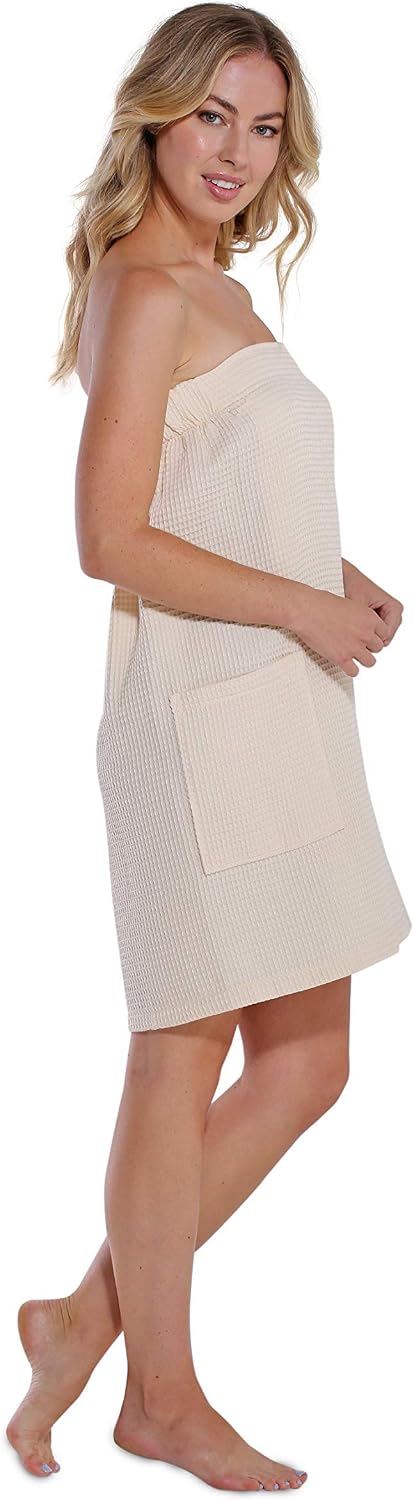 Turquaz Lightweight Knee Length Waffle Robes For Women Spa Bath Waffle
