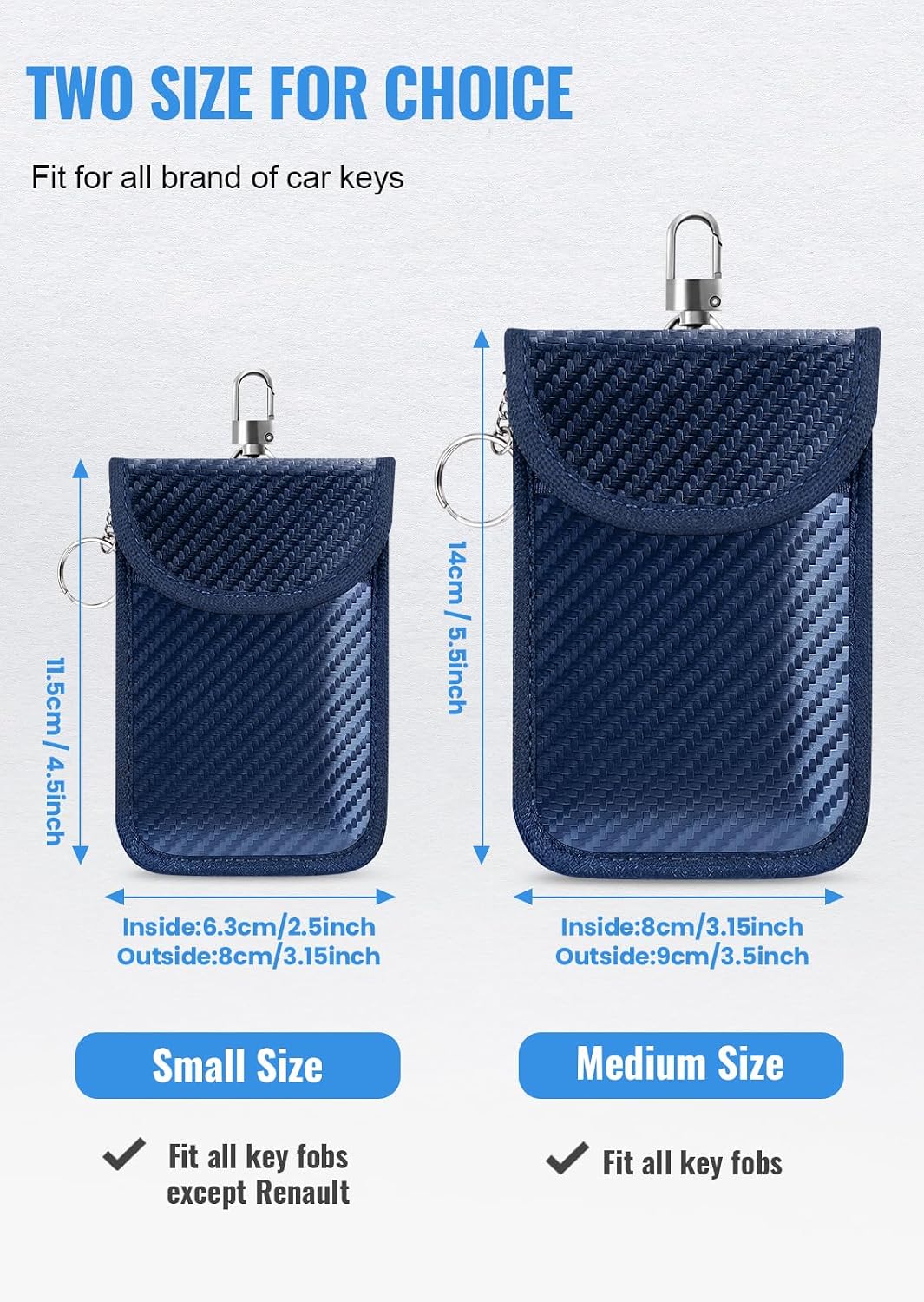 Faraday Pouch for Car Keys, Faraday Bag, Car RFID Signal Blocking Holder, Key Fob Protector, Key fob cage Block Signal Anti-Theft Fob Case (2 Pack)