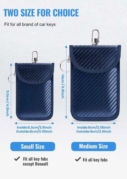 Faraday Pouch for Car Keys, Faraday Bag, Car RFID Signal Blocking Holder, Key Fob Protector, Key fob cage Block Signal Anti-Theft Fob Case (2 Pack)
