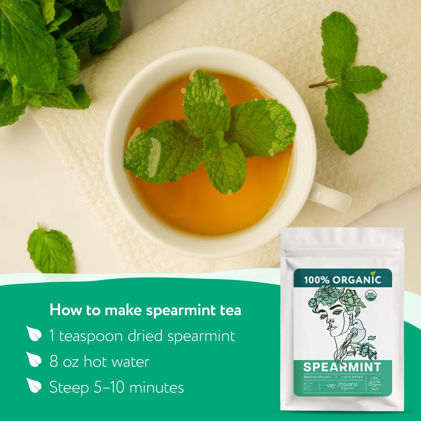 Organic Lemon Balm Leaves (4oz.) - Lemon Balm Tea Loose Leaf Organic - Melissa Tea - Te de Tolonjil - Natural Support for Stress Response, Sleep, Digestion