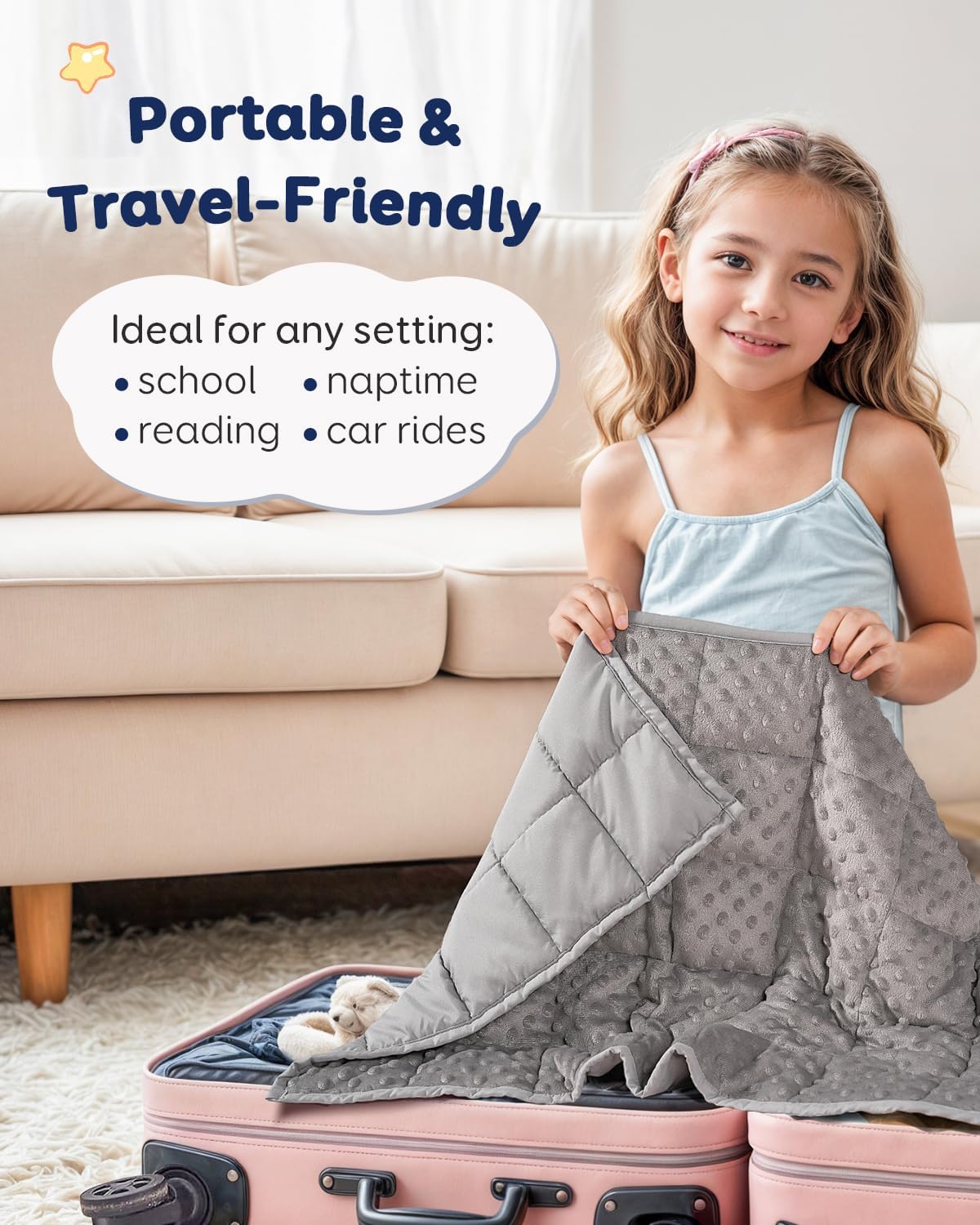 Kivik 2 lbs Weighted Lap Pad, Ultra Soft Minky Dotted Heavy Blankets Throw for Better Study Relaxing & Sleeping, Machine Washable, 20 x 30 Inches, Purple